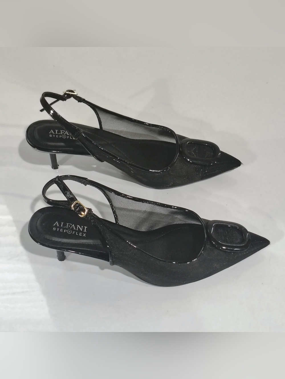 Alfani Women's Black Pointed-Toe Slingback Kitten Heels Size 8M